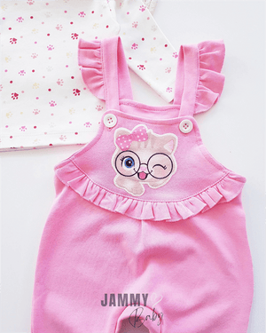 smart cat salopet & pati desen body set - somon - Justyol