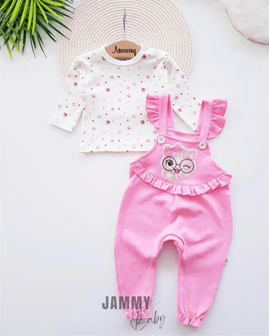 smart cat salopet & pati desen body set - somon - Justyol