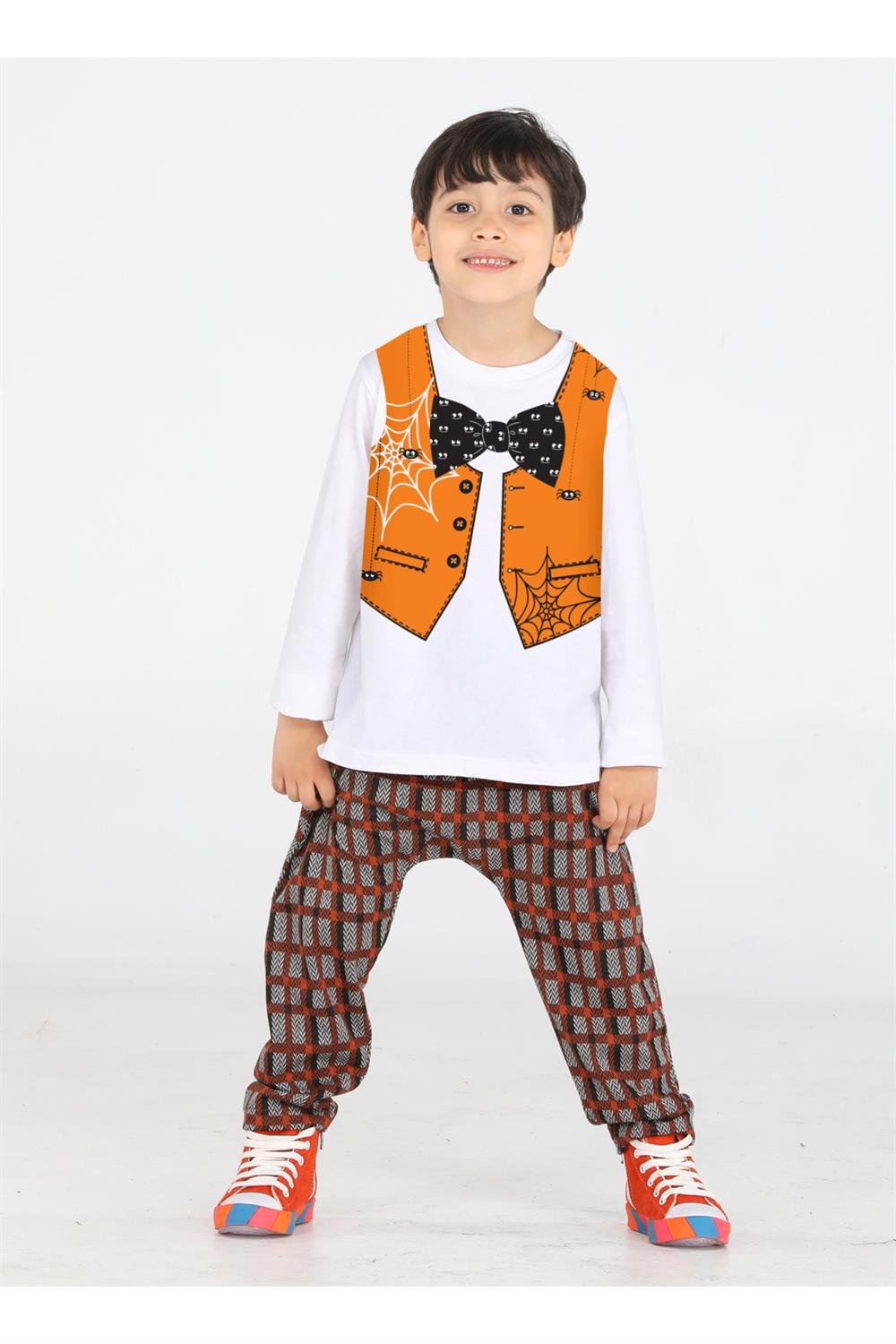 spider yelek baskili pantolon + t-shirt takim k - Justyol