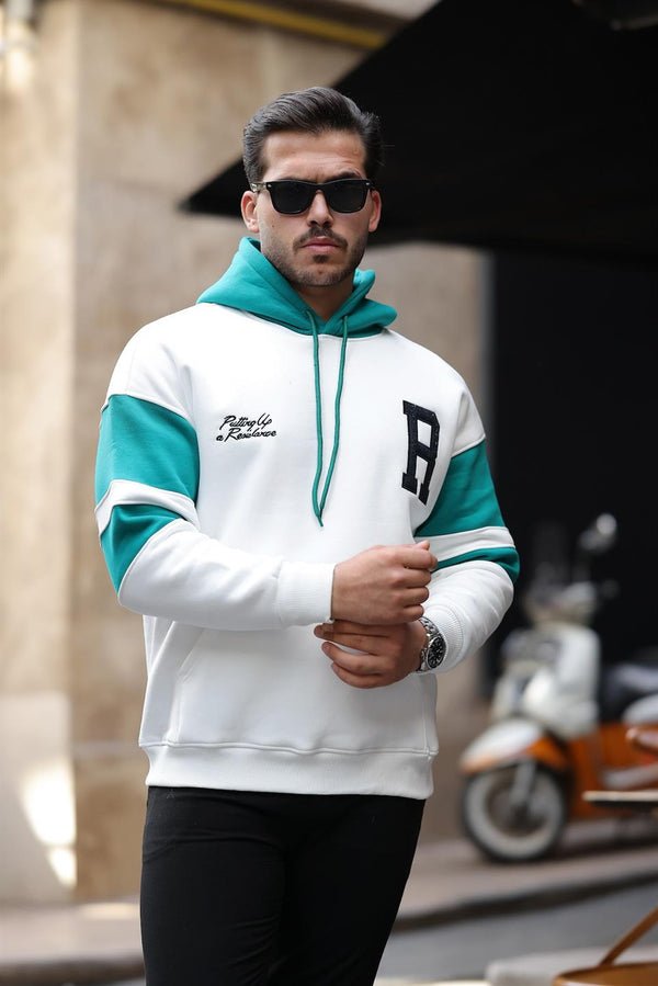 Sweat-shirt à capuche en molleton avec détails de bandes sportive - Justyol