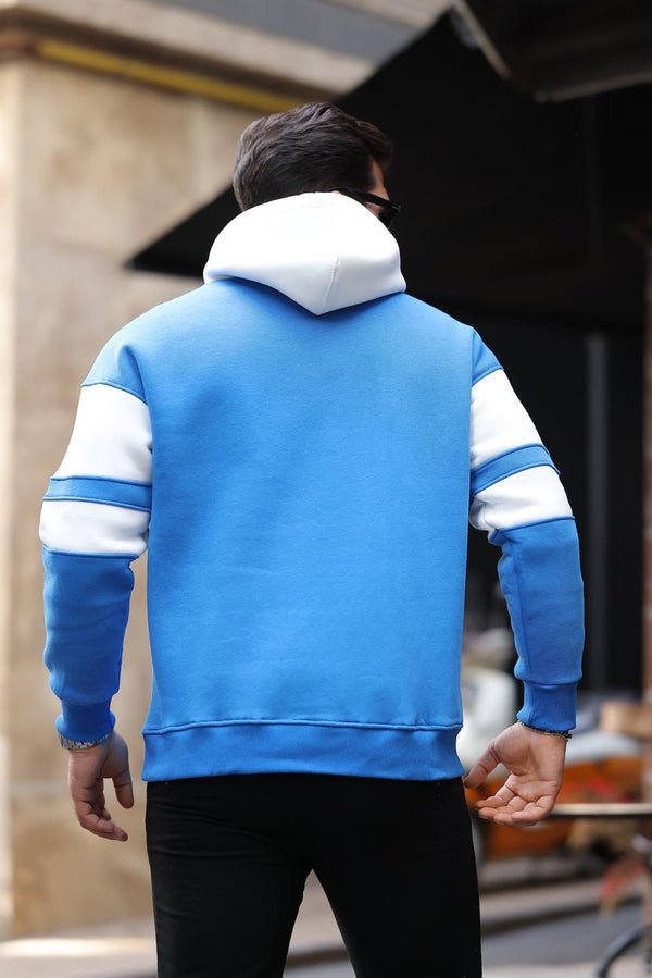 Sweat-shirt à capuche en molleton avec détails de bandes sportive - Justyol