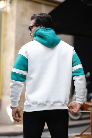Sweat-shirt à capuche en molleton avec détails de bandes sportive - Justyol