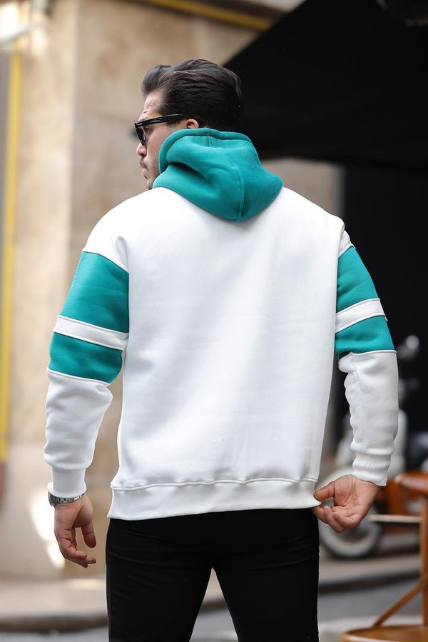 Sweat-shirt à capuche en molleton avec détails de bandes sportive - Justyol