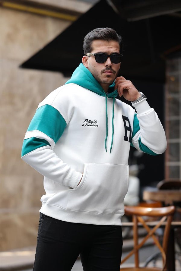 Sweat-shirt à capuche en molleton avec détails de bandes sportive - Justyol