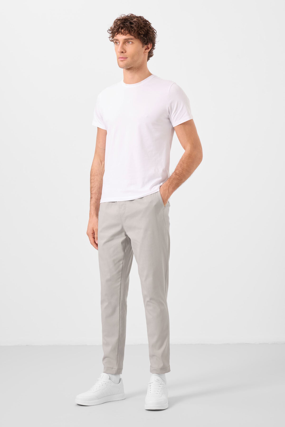 standart fit dokuma hafif esnek chino erkek pantolon - 82180 - Justyol