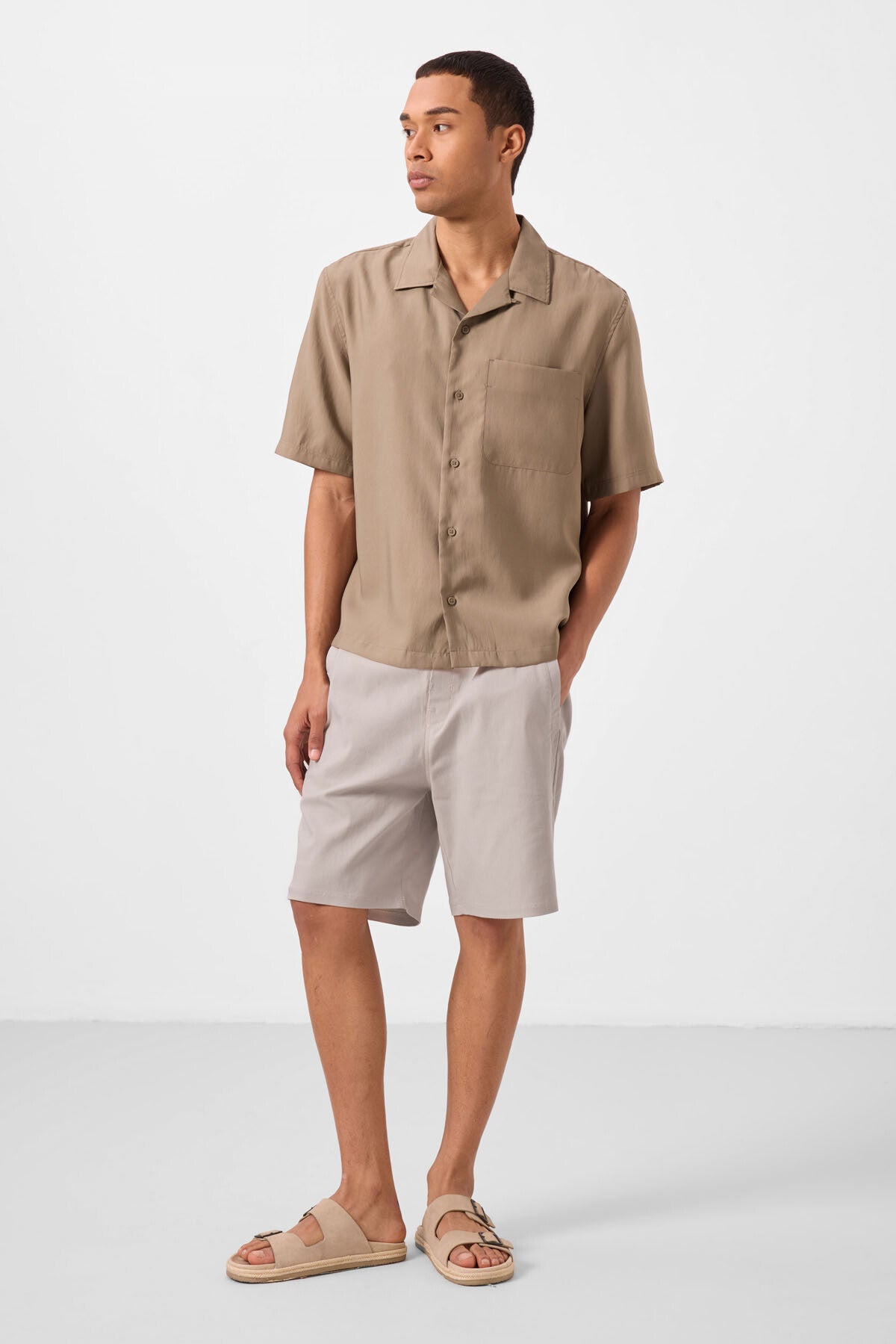 standart fit dokuma hafif esnek chino erkek şort - 81292 - Justyol