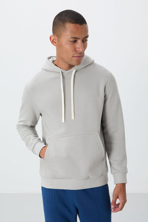 pamuklu kalin içi tüylü yumuşak dokulu comfort fit nakişli erkek sweatshirt - 88419 - Justyol