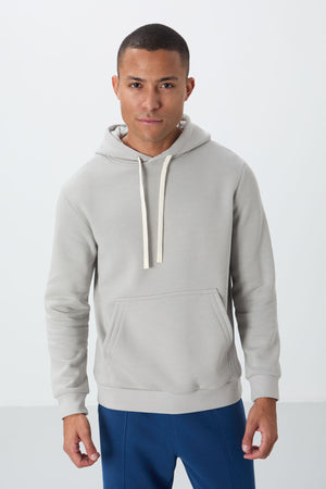 pamuklu kalin içi tüylü yumuşak dokulu comfort fit nakişli erkek sweatshirt - 88419 - Justyol