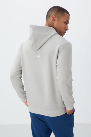 pamuklu kalin içi tüylü yumuşak dokulu comfort fit nakişli erkek sweatshirt - 88419 - Justyol