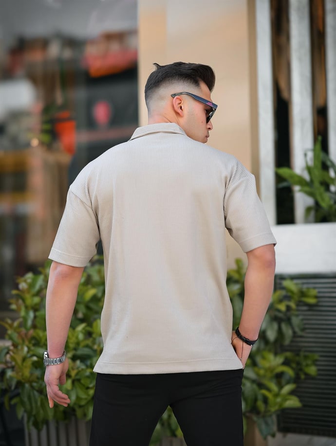 Tek Cepli Dokulu Oversize Gömlek - Justyol