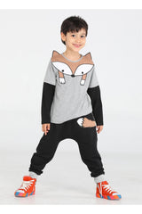 tilki baggy erkek çocuk pantolon + t-shirt takim k - Justyol