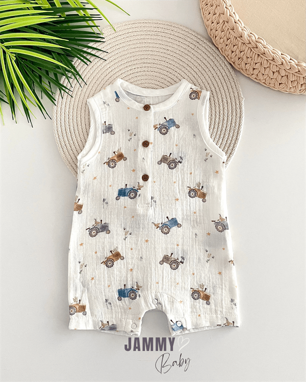 tractor basic sleeveless muslin jumpsuit - Justyol