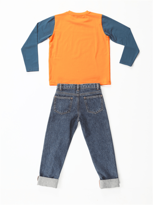 trouble maker denim pantolon +t-shirt takim - Justyol