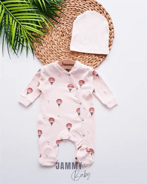 flying balloon ribbed fabric hat jumpsuit set - Justyol