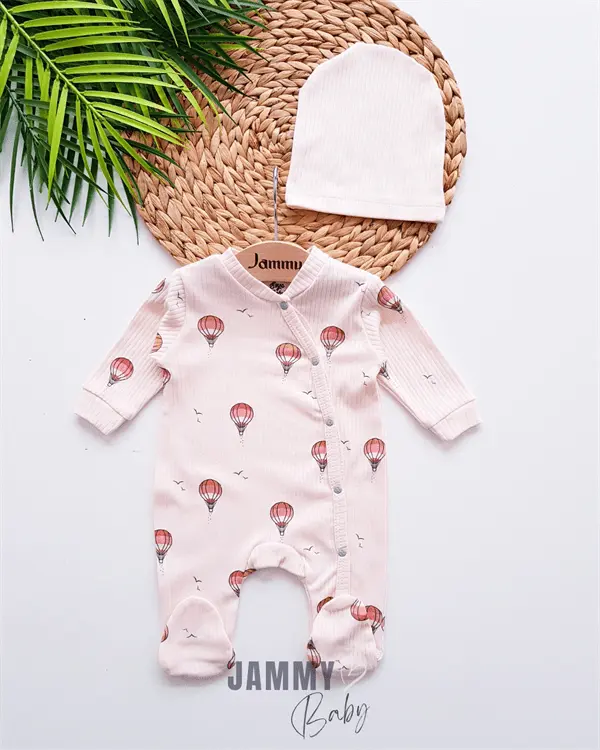 flying balloon ribbed fabric hat jumpsuit set - Justyol