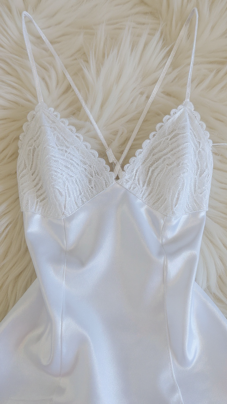 Nightdress 124 -Silky Nightdress with Graceful Lace Embellishment Erotica