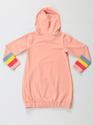 unicorn kollari renkli hoodie kiz çocuk elbise - Justyol