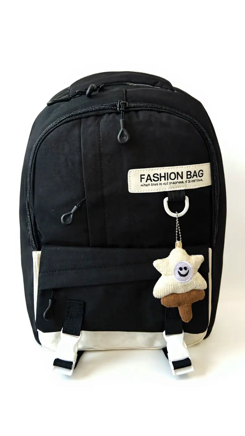 Sac à dos scolaire casual multicolore – orné d’un accessoire à l’avant Pour Elle