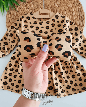 valeria leopard pattern bandana dress set - brown - Justyol