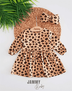 valeria leopard pattern bandana dress set - brown - Justyol