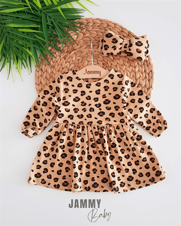 valeria leopard pattern bandana dress set - brown - Justyol