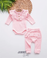 venta self - patterned frilly set - pudra - Justyol