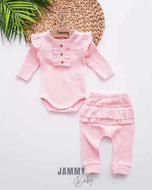 venta self - patterned frilly set - pudra - Justyol