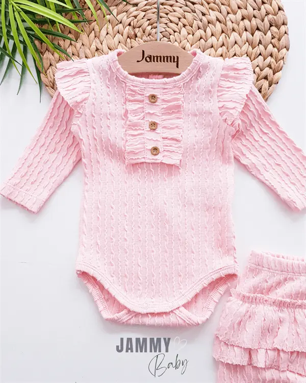 venta self - patterned frilly set - pudra - Justyol