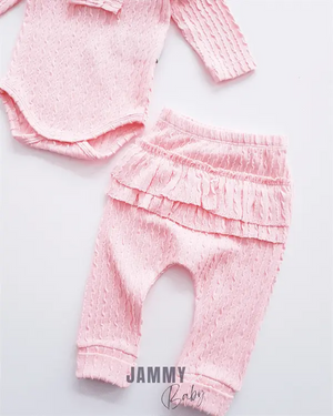 venta self - patterned frilly set - pudra - Justyol