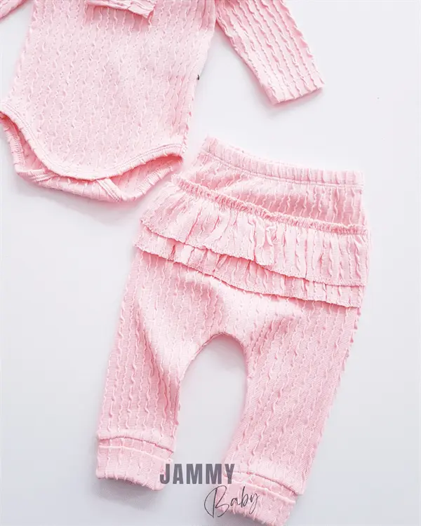 venta self - patterned frilly set - pudra - Justyol