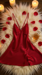 Nightdress 124 -Silky Nightdress with Graceful Lace Embellishment Erotica
