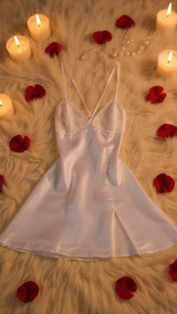 Nightdress 124 -Silky Nightdress with Graceful Lace Embellishment Erotica