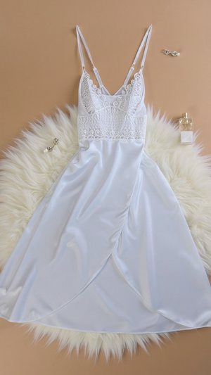 Nightdress 108 -Satin Nightgown with Elegant Lace Finish Erotica