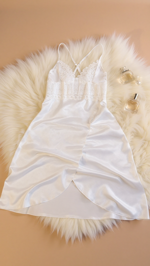 Nightdress 108 -Satin Nightgown with Elegant Lace Finish Erotica
