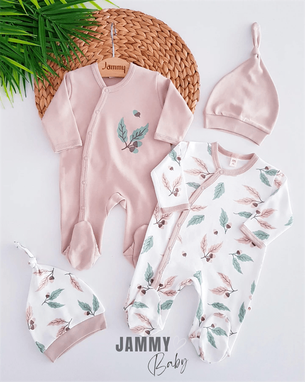 yaprak desenli 2li tulum set - kahverengi - Justyol