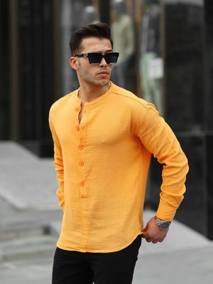 Chemise en muslin oversize à col mandarin à demi - boutonnage - Justyol