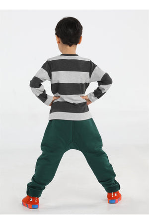 yeşil t - rex cepli baggy pantolon + t-shirt k - Justyol