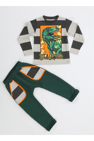 yeşil t - rex cepli baggy pantolon + t-shirt k - Justyol